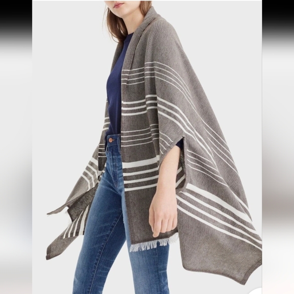 J CREW Striped Gray & White Scarf Shawl Wrap - Picture 2 of 9